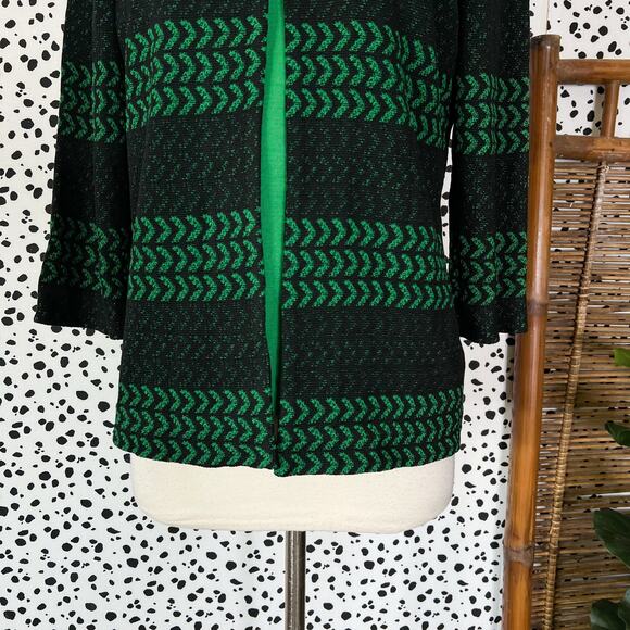 NEW Ming Wang | Matching Black Green Knit 3/4 Sleeve Jacket Tank Top Set NWT XS - Picture 4 of 11